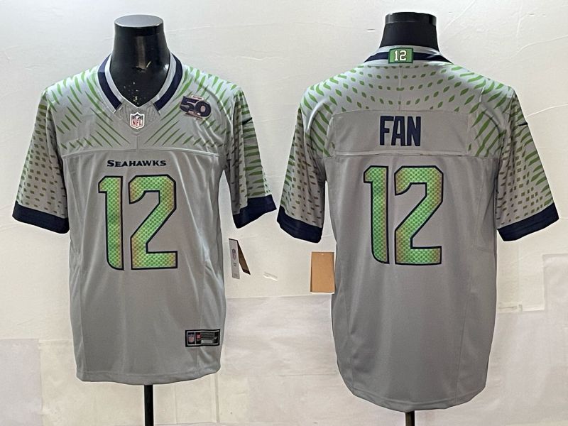 Men 2025 Seattle Seahawks #12 Fan grey 5th generation Throwback Nike Limited NFL Jersey style 06->seattle seahawks->NFL Jersey